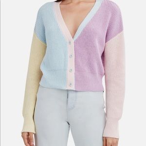 COLOR BLOCK CROPPED CARDIGAN
